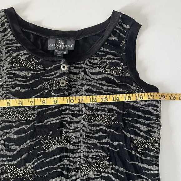 VTG Carole Little Sleeveless Maxi Dress 8 Black Gold Leopard Print Animal Print - Picture 5 of 9